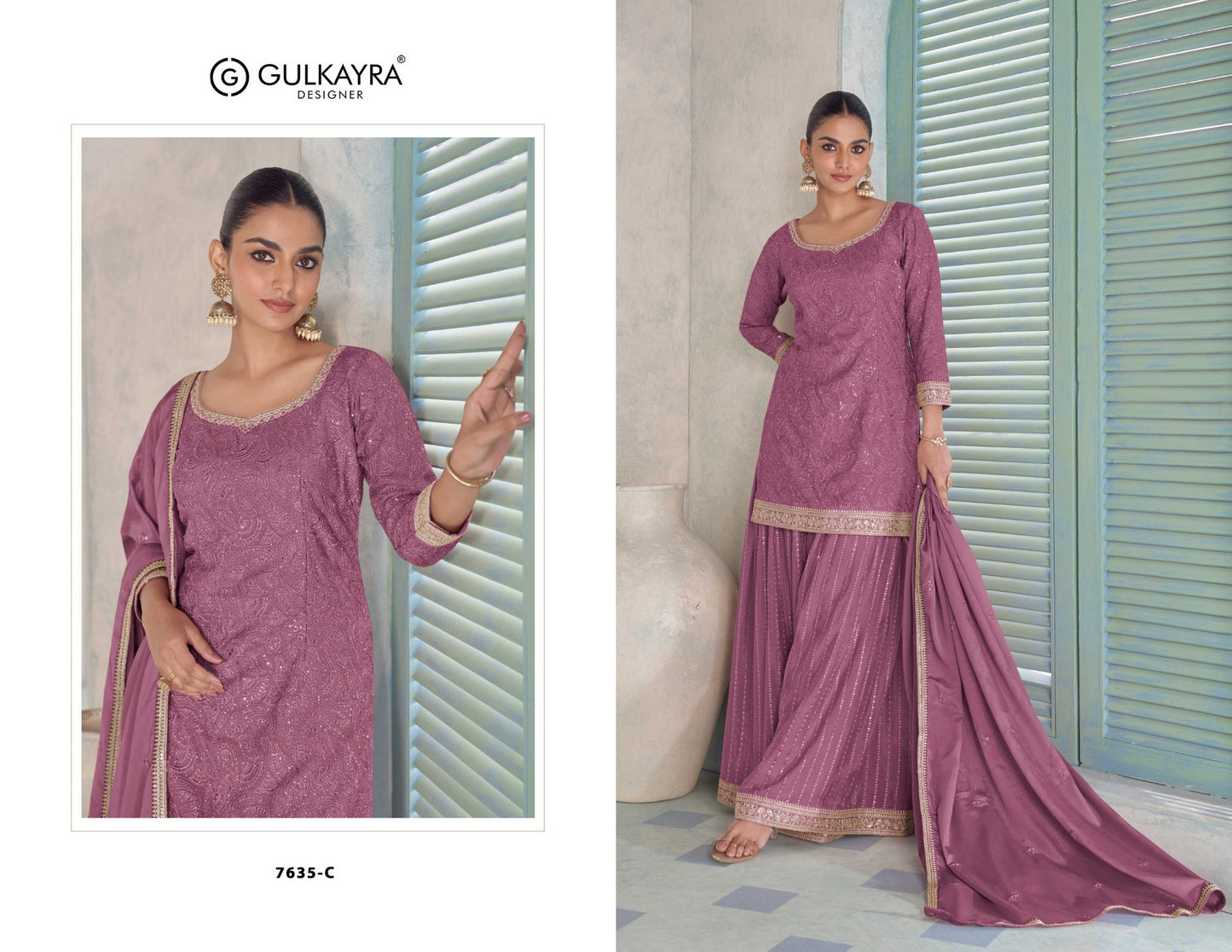 7635-C Chakori Gulkayra Designer Real Chinon Readymade Suits