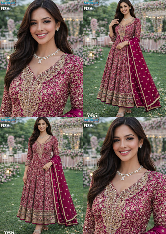 765 Fiza Mrudangi Premium Georgette Gown Dupatta Set
