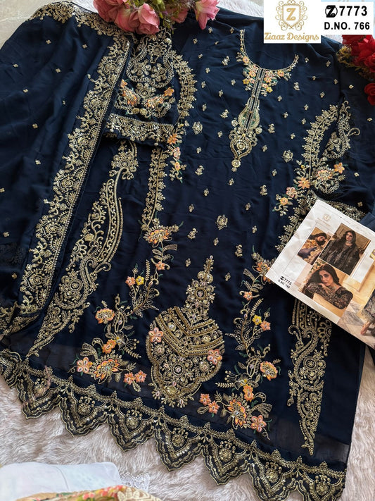 766 Ziaaz Designs Embroidered Pakistani Salwar Suits
