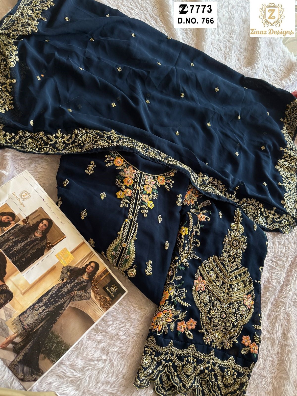 766 Ziaaz Designs Embroidered Pakistani Salwar Suits