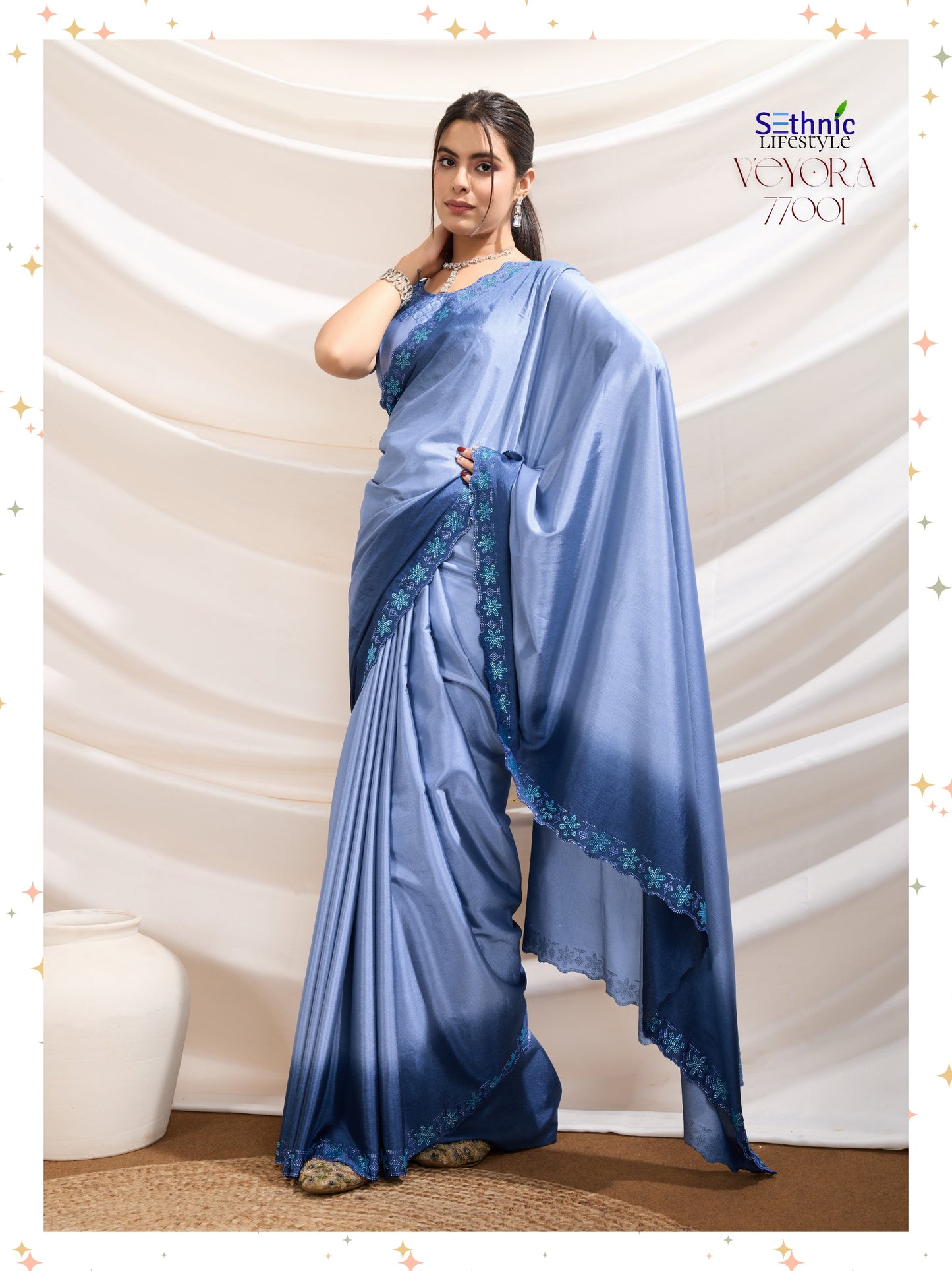 77001 Veyora Sethnic Dyed Crepe Sarees