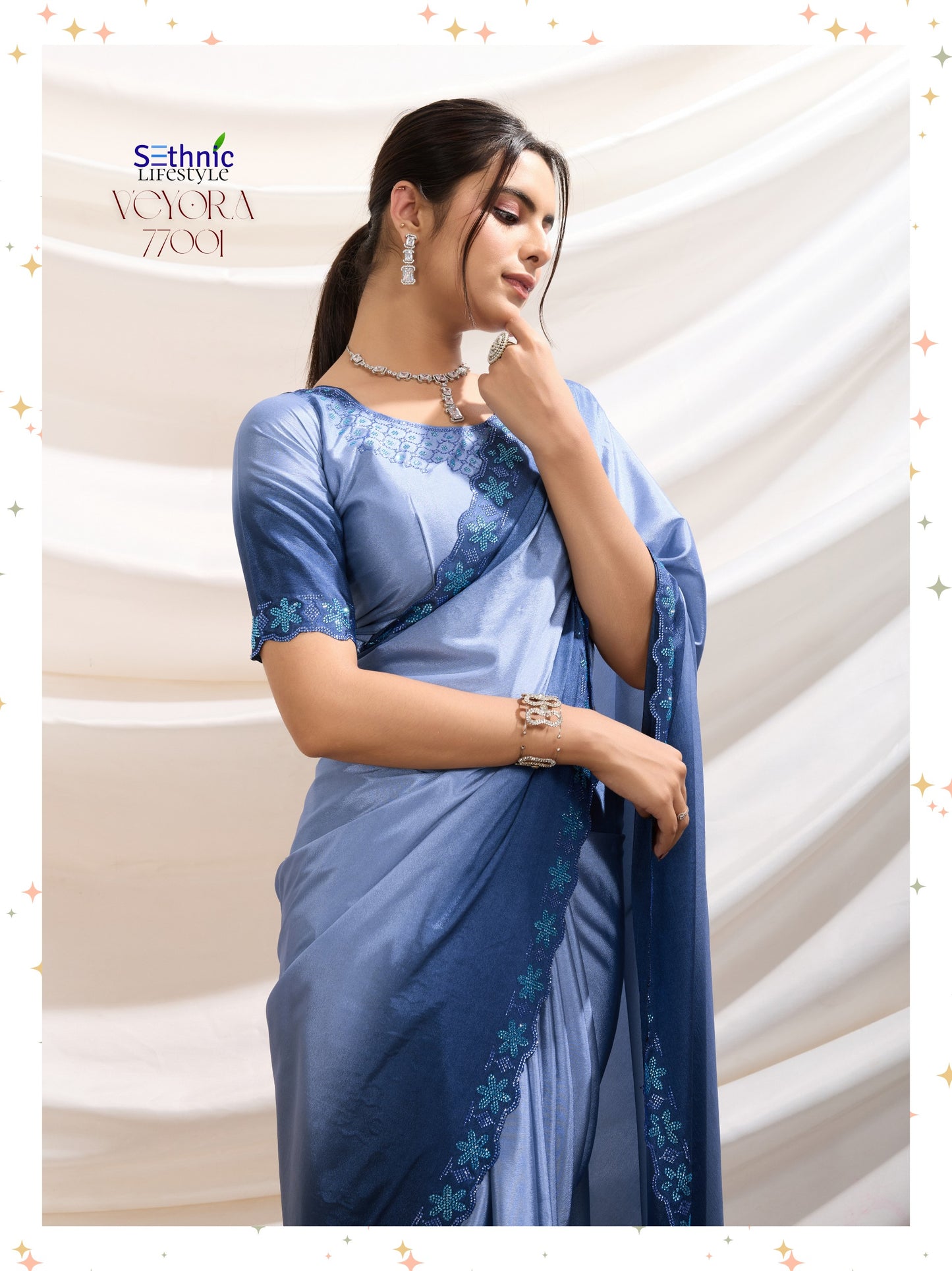 77001 Veyora Sethnic Dyed Crepe Sarees