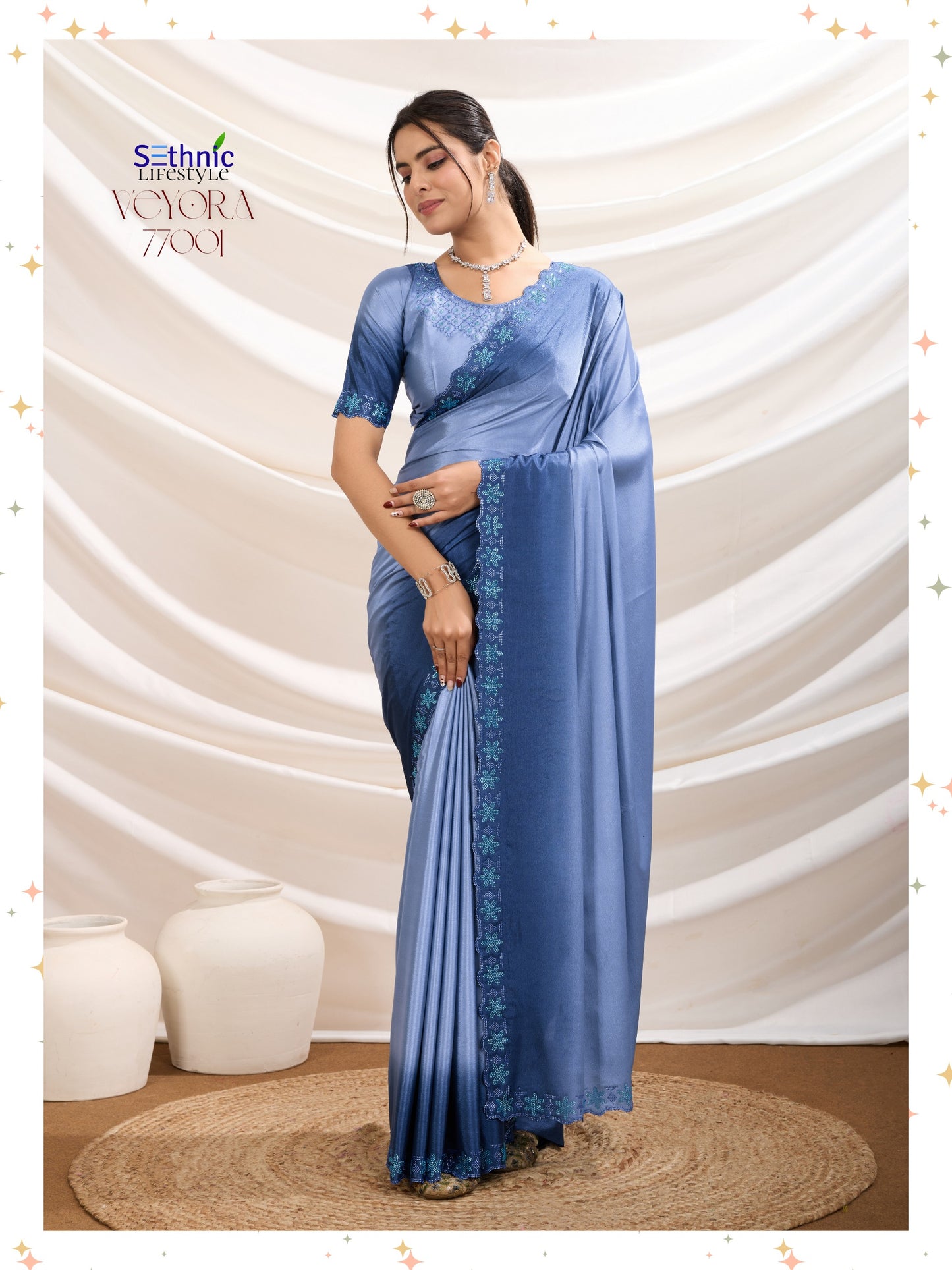 77001 Veyora Sethnic Dyed Crepe Sarees