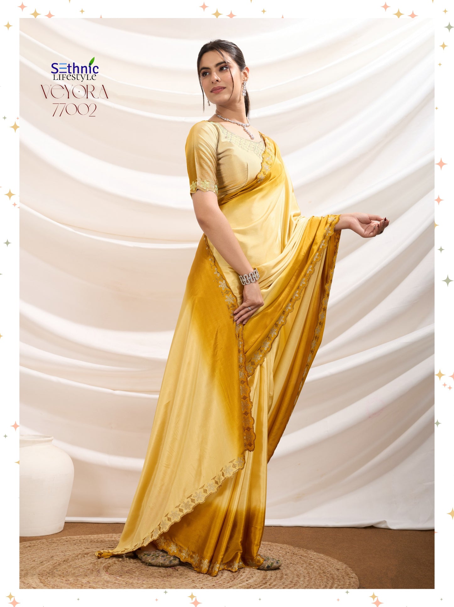 77002 Veyora Sethnic Dyed Crepe Sarees