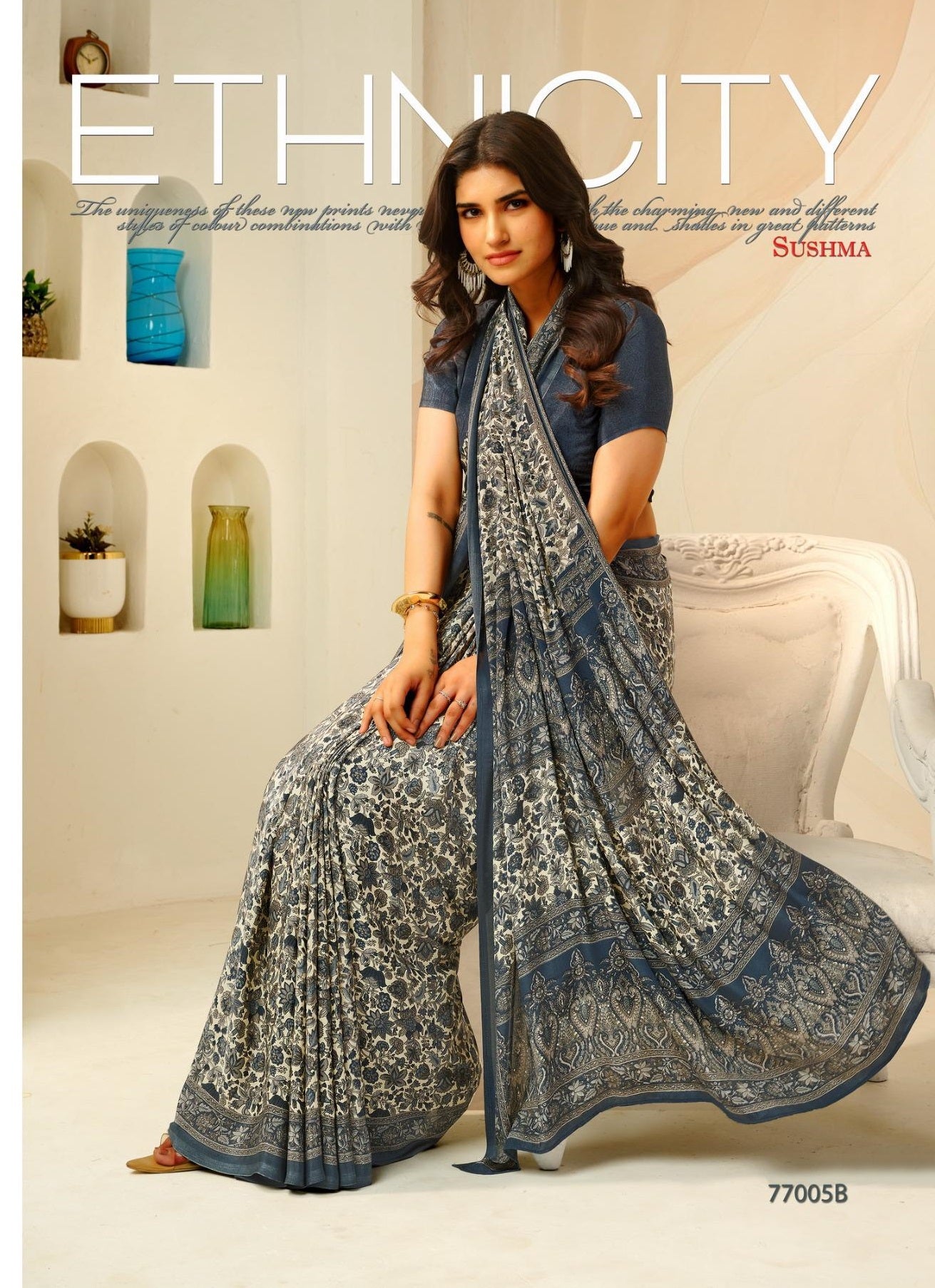 77005B Pristine Sushma Crape Sarees