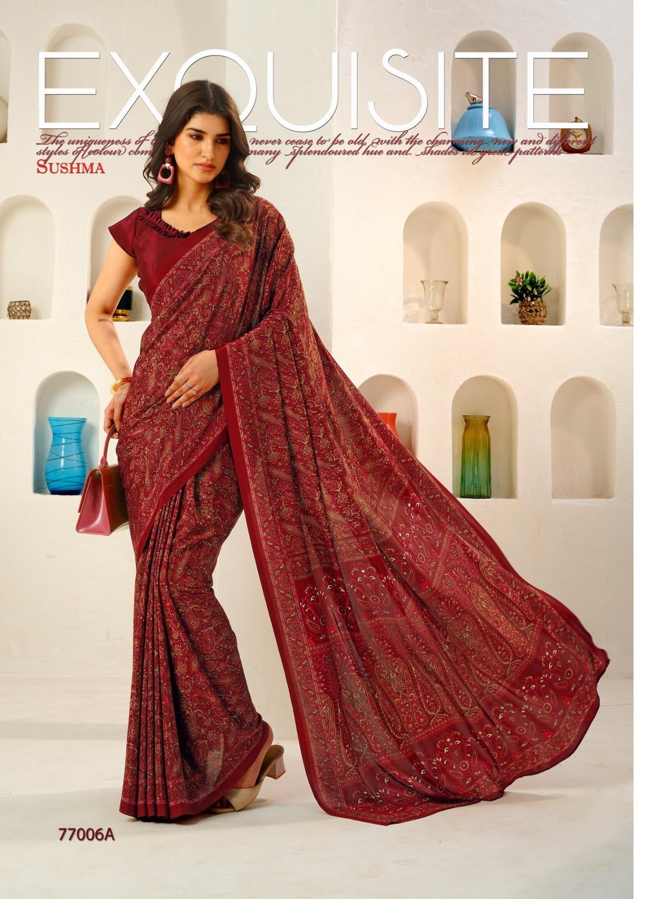 77006A Pristine Sushma Crape Sarees