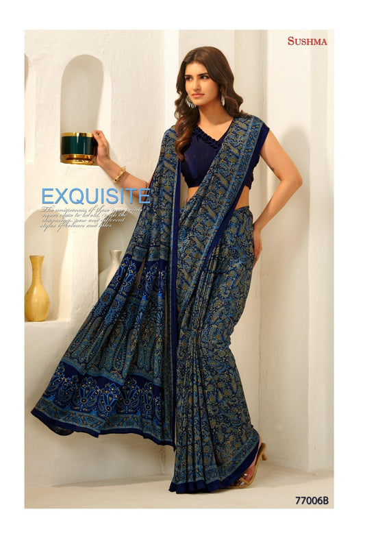 77006B Pristine Sushma Crape Sarees