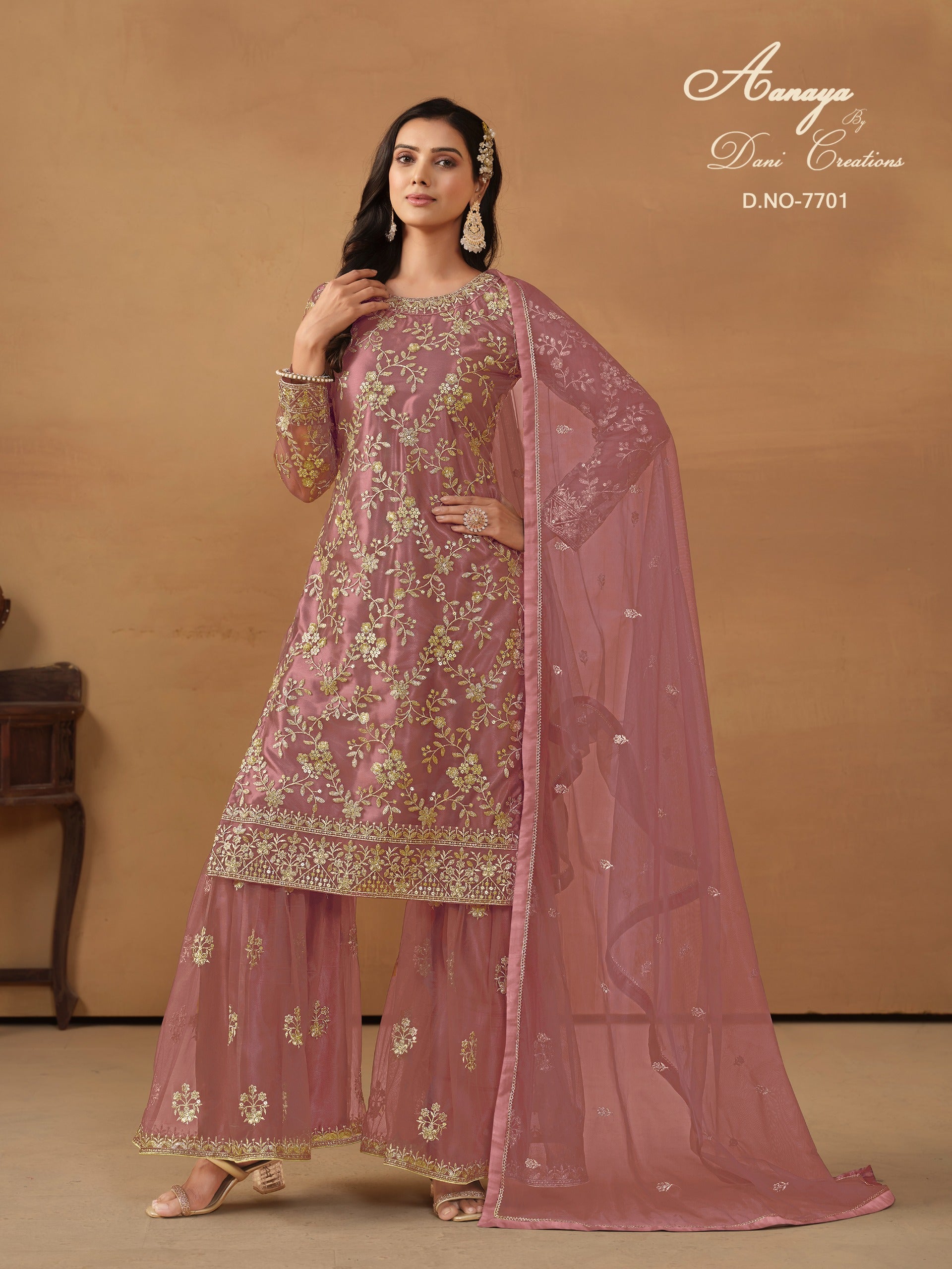 7701 Aanaya Vol 177 Dani Creation Net Unstitched Suits