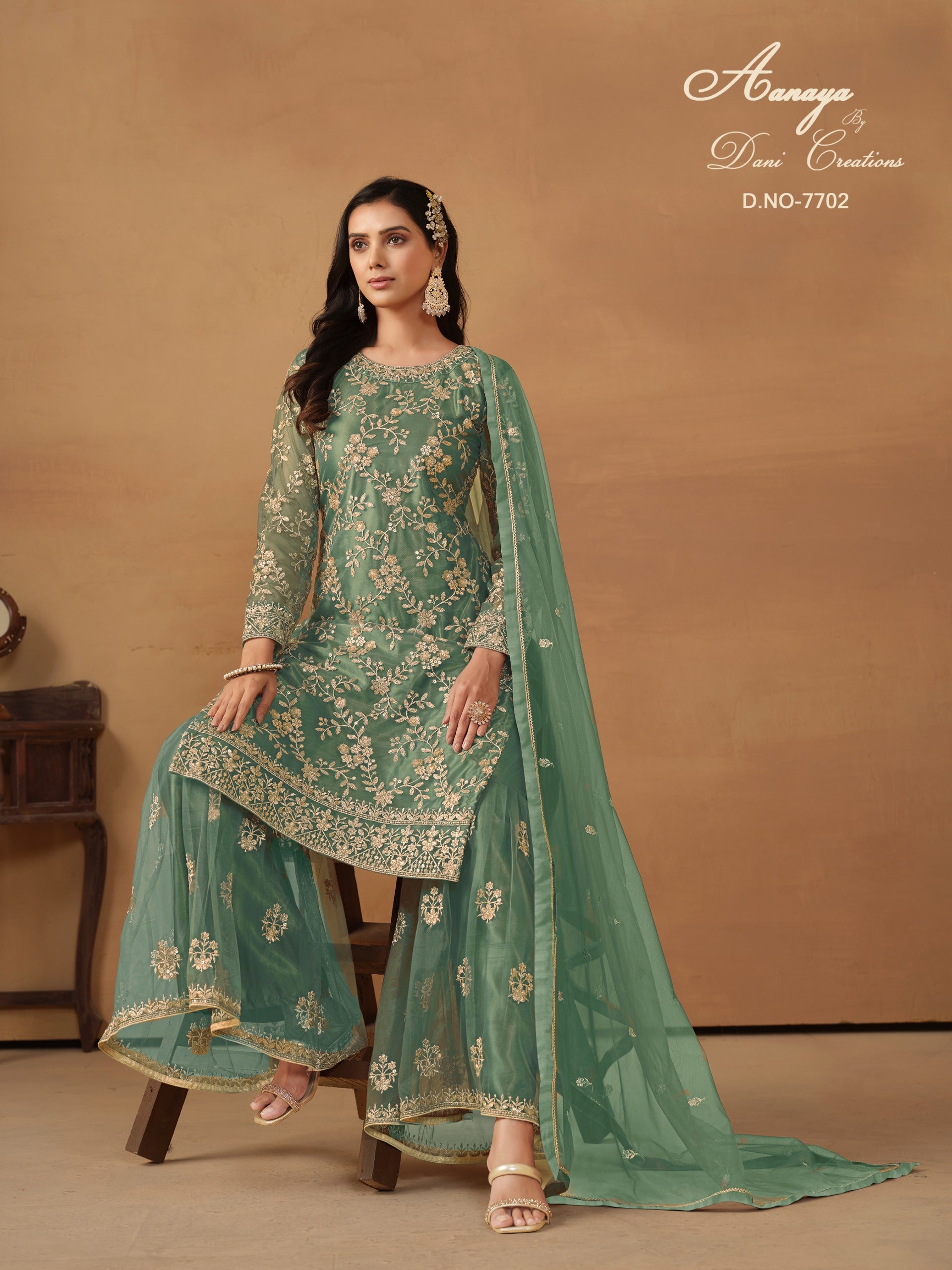 7702 Aanaya Vol 177 Dani Creation Net Unstitched Suits