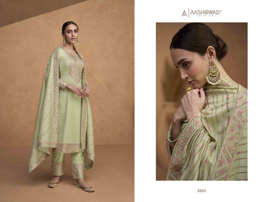 9502 Resham Aashirwad Creation Unstitched Suits