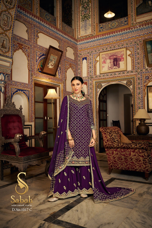 1017C Zeel Sabah Unstitched Suits