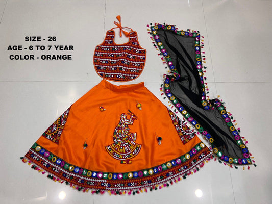 Navrangi1007 Orange Navratri Garba Girls Chaniya Choli