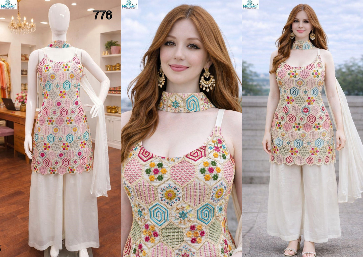 776 Tanvi Mrudangi Chinon Silk Readymade Suits