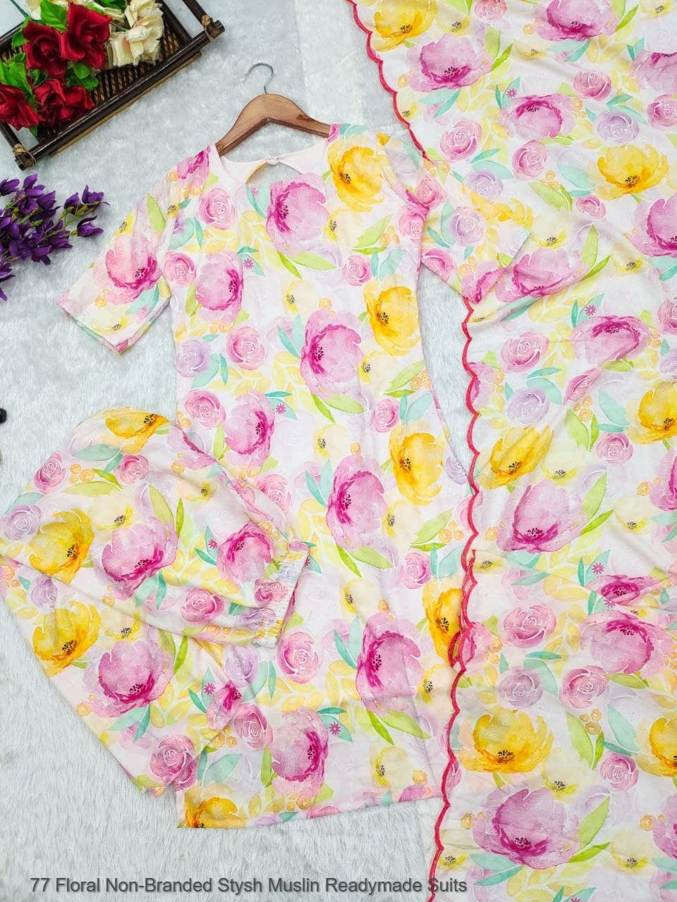 77 Floral Non-Branded Stysh Muslin Readymade Suits