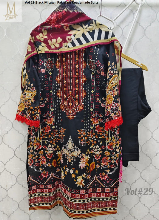 Vol 29 Black M Lawn Pakistani Readymade Suits