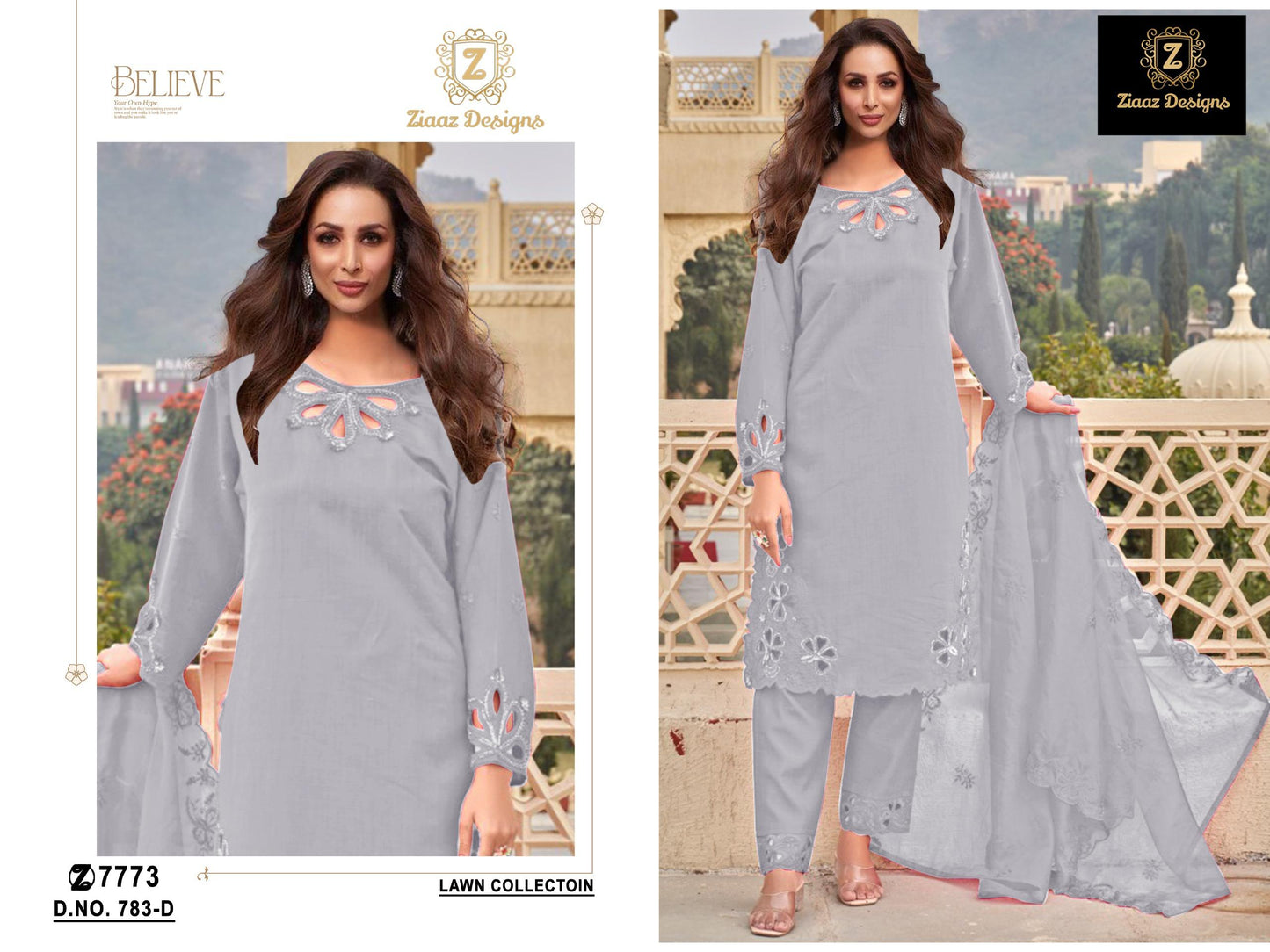783-D Ziaaz Designs Cambric Pakistani Salwar Suits