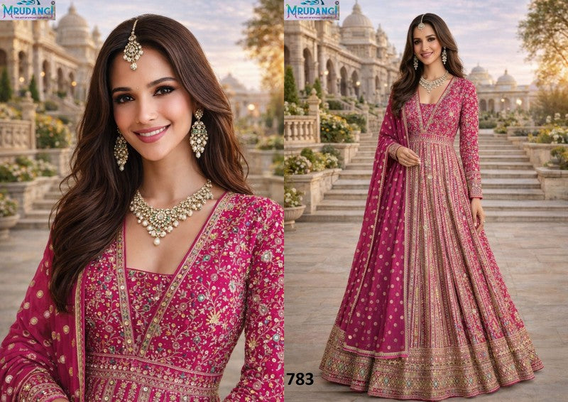 783 Womaniya Mrudangi Real Georgette Gown Dupatta Set