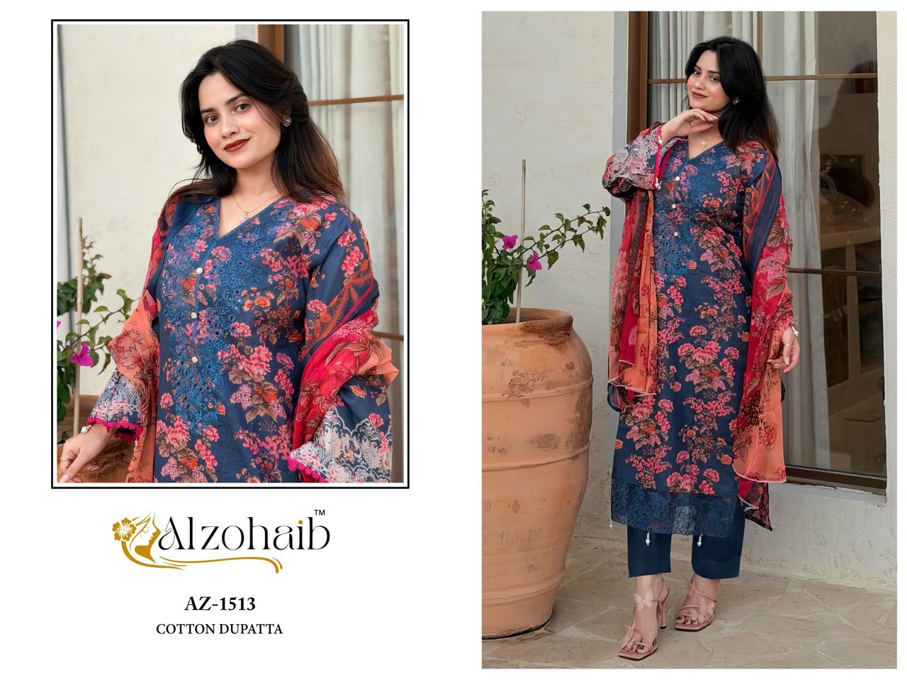 1513 Al Zohaib Pure Cotton Pakistani Salwar Suits