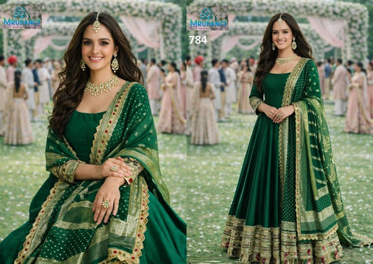 784 Kalki Mrudangi Real Silk Gown Dupatta Set