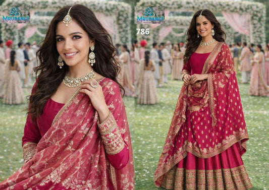 786 Kalki Mrudangi Real Silk Gown Dupatta Set