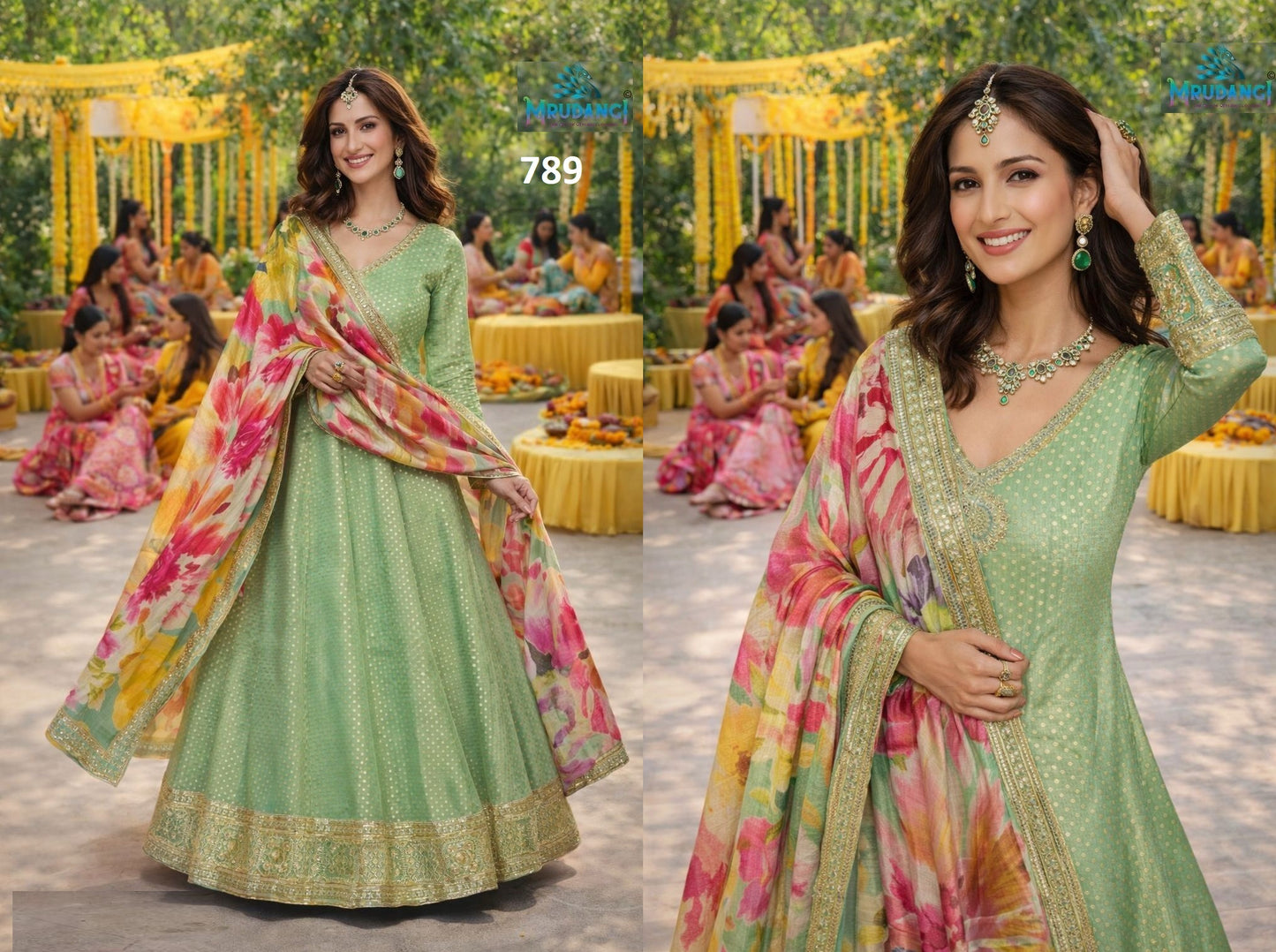 789 Ketki Mrudangi Pure Viscose Gown Dupatta Set