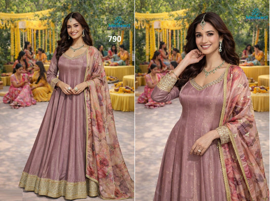 790 Ketki Mrudangi Pure Viscose Gown Dupatta Set