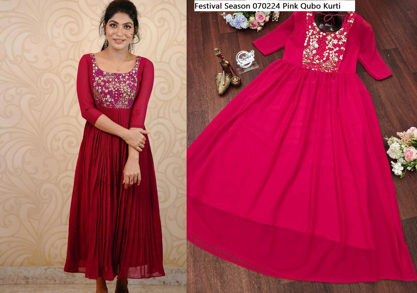 Festival Season 070224 Pink Qubo Kurti