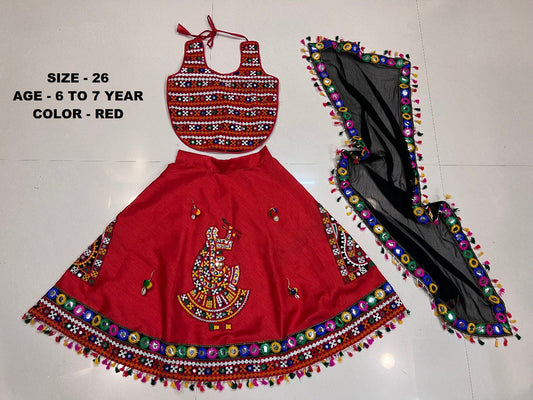 Navrangi1007 Red Navratri Garba Girls Chaniya Choli