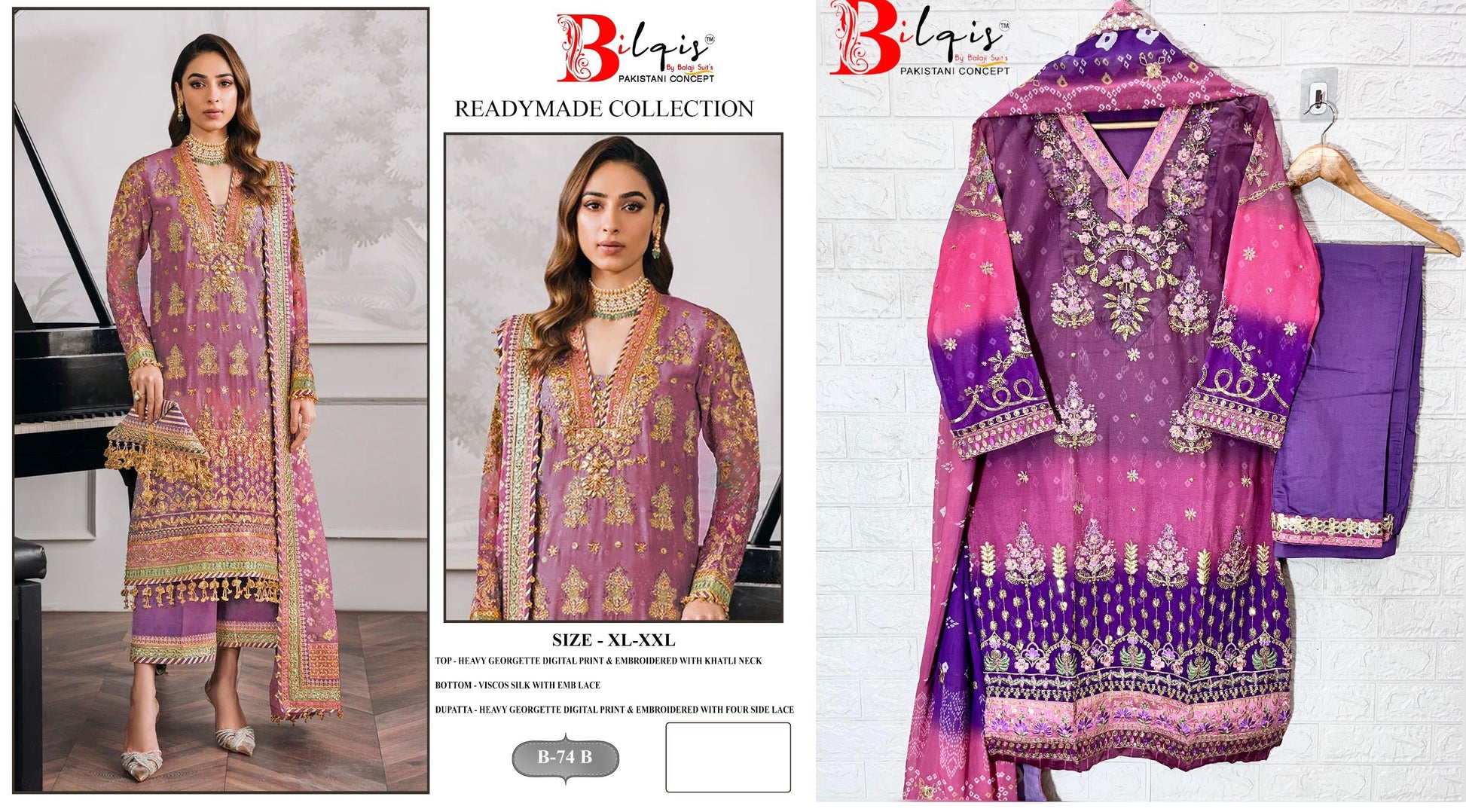 B-74B Bilqis Pakistani Readymade Suits