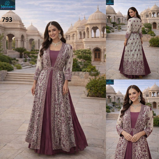793-Jhalak Mrudangi Real Chinnon Silk One Piece Gown
