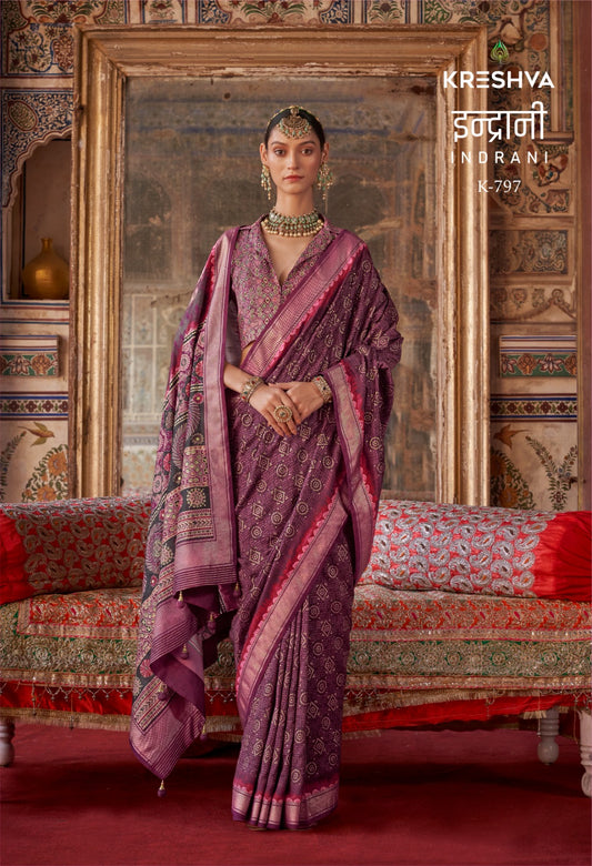 797 Indrani Kreshva Gold Finish Sarees