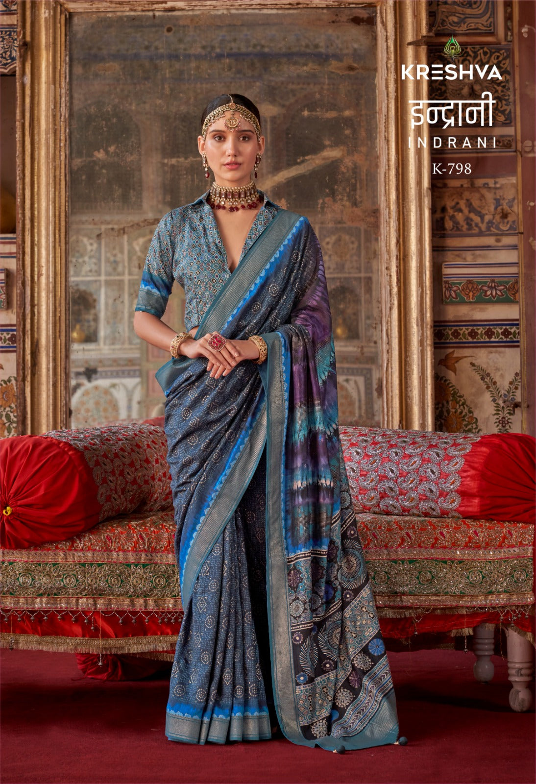 798 Indrani Kreshva Gold Finish Sarees