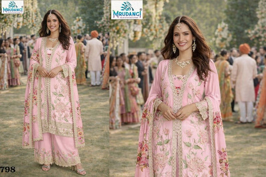 798 Sitara Mrudangi Premium Chinnon Silk Readymade Suits