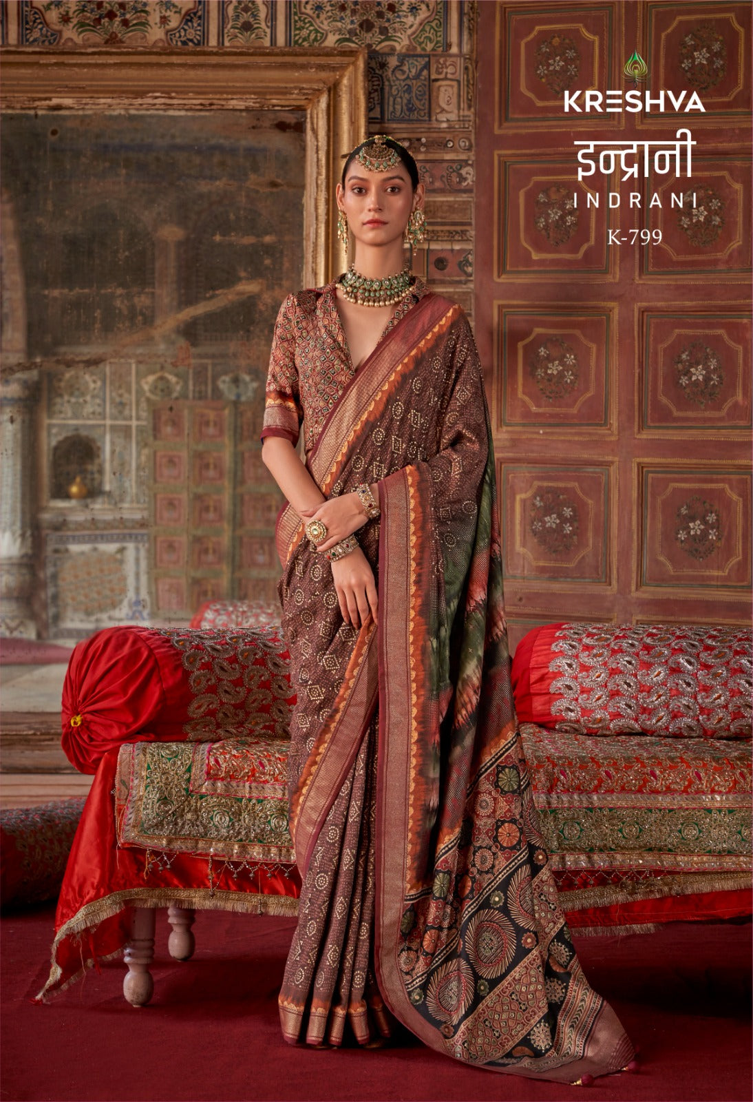 799 Indrani Kreshva Gold Finish Sarees