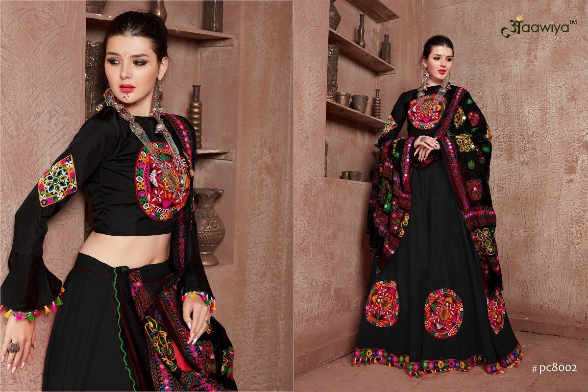 8002 Black Navratri Garba Art Silk Chaniya Choli