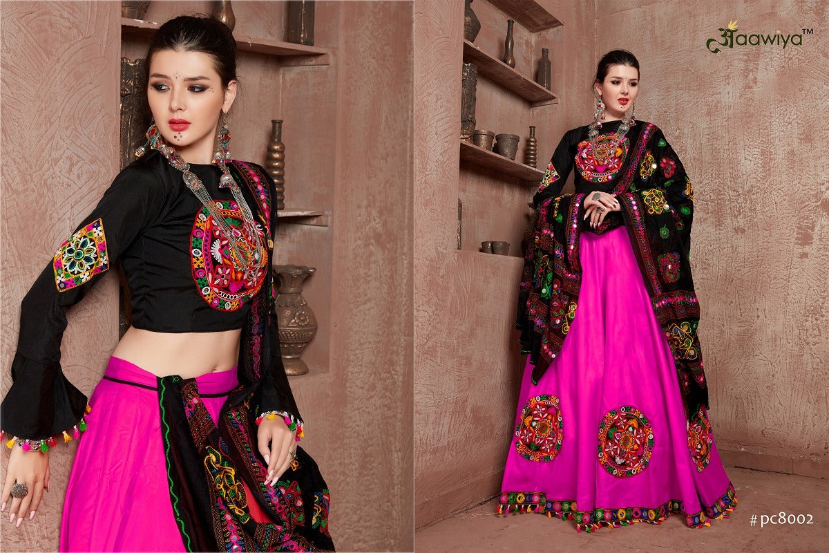 8002 Pink Navratri Garba Art Silk Chaniya Choli