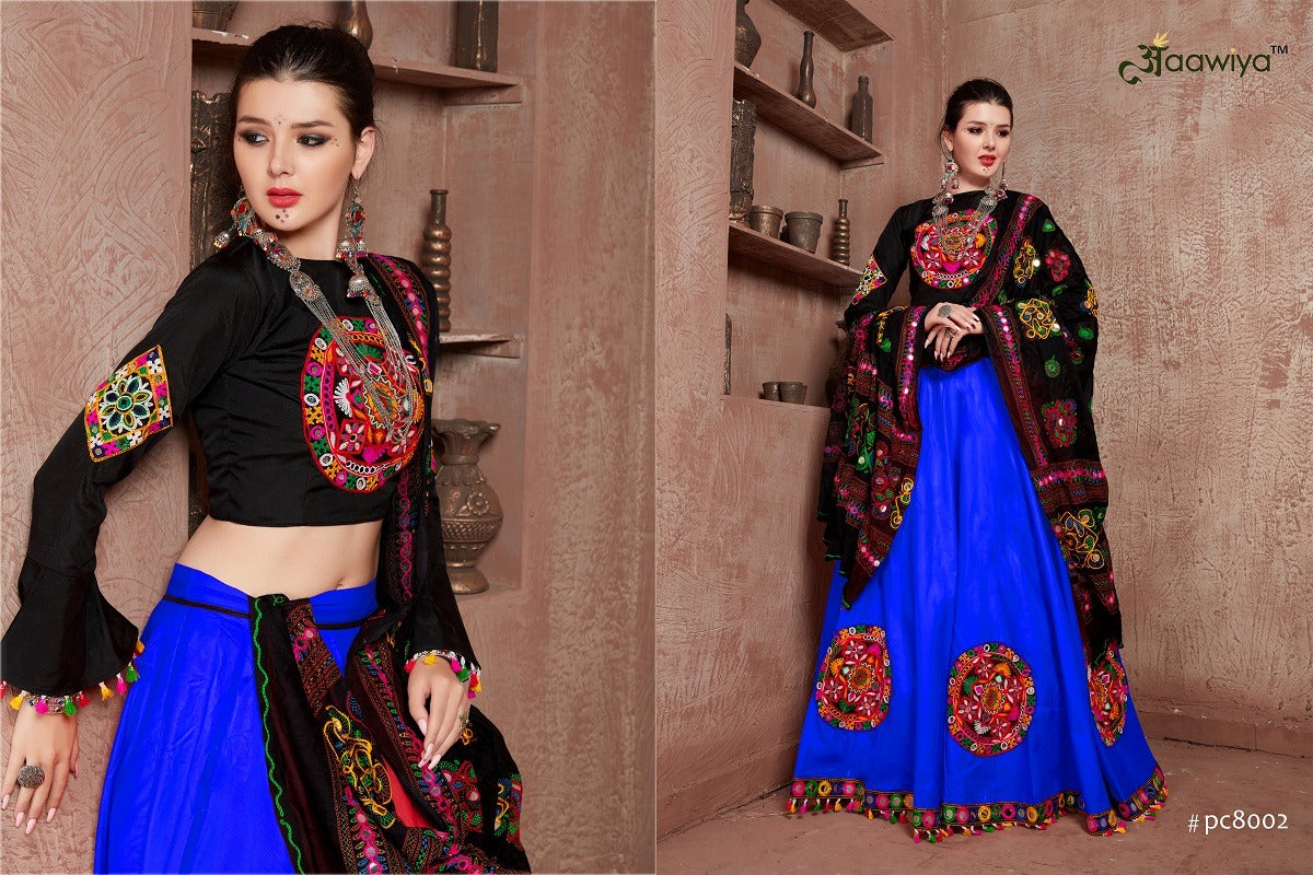 8002 Royal Blue Navratri Garba Art Silk Chaniya Choli