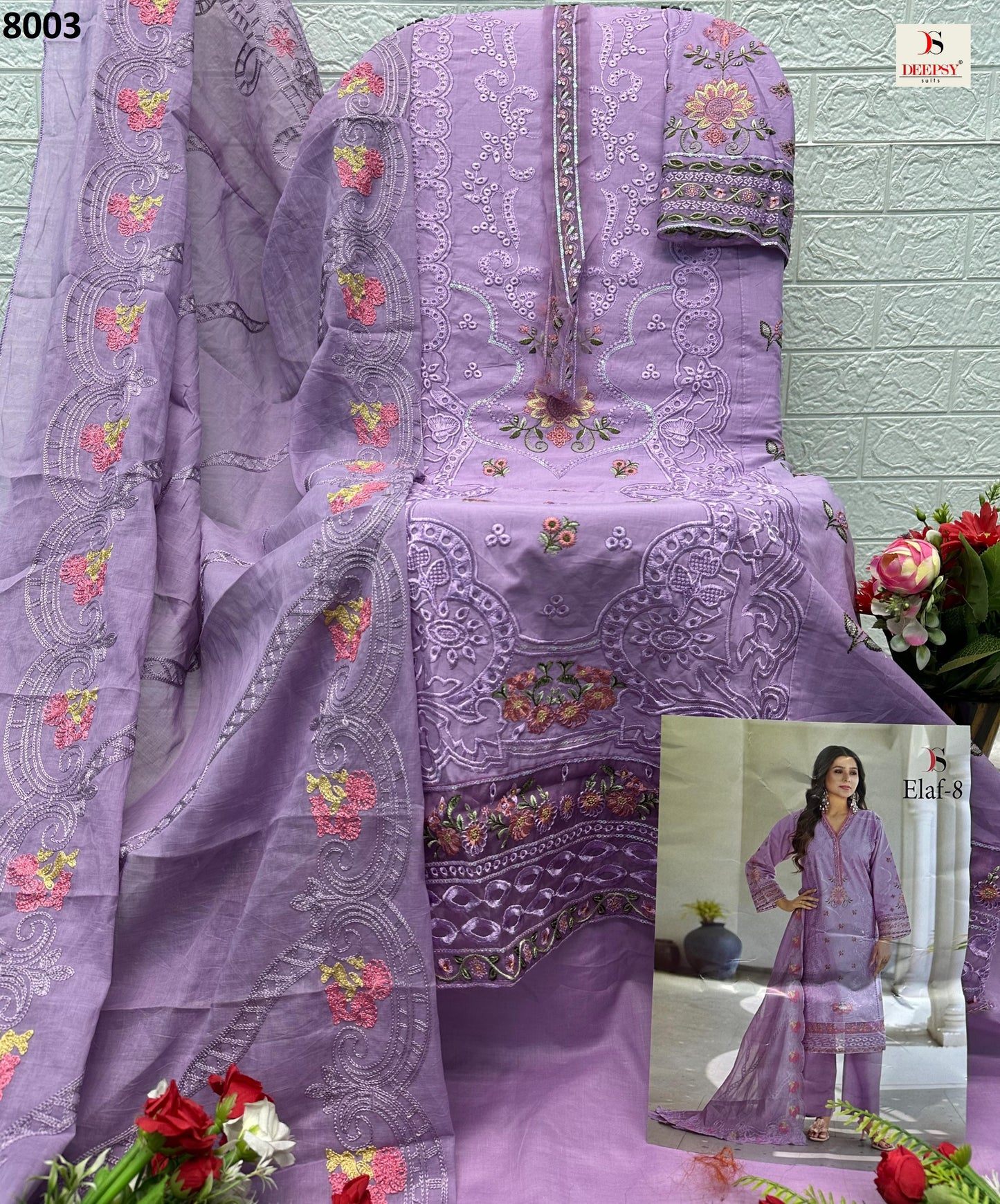 8003 Elaf Vol 8 Deepsy Pure Cotton Pakistani Salwar Suits