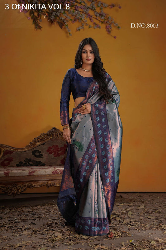 8003 Nikita Vol 8 3 Of Kanchi Silk Sarees