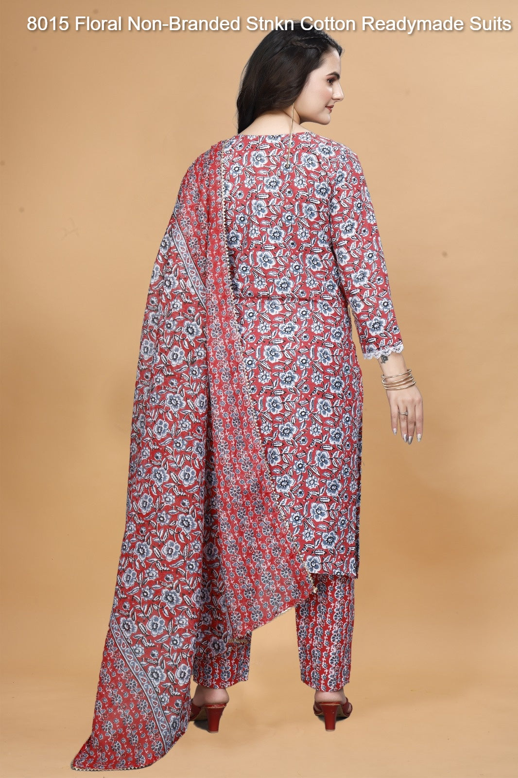 8015 Floral Non-Branded Stnkn Cotton Readymade Suits