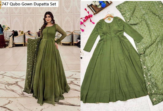 747 Qubo Gown Dupatta Set