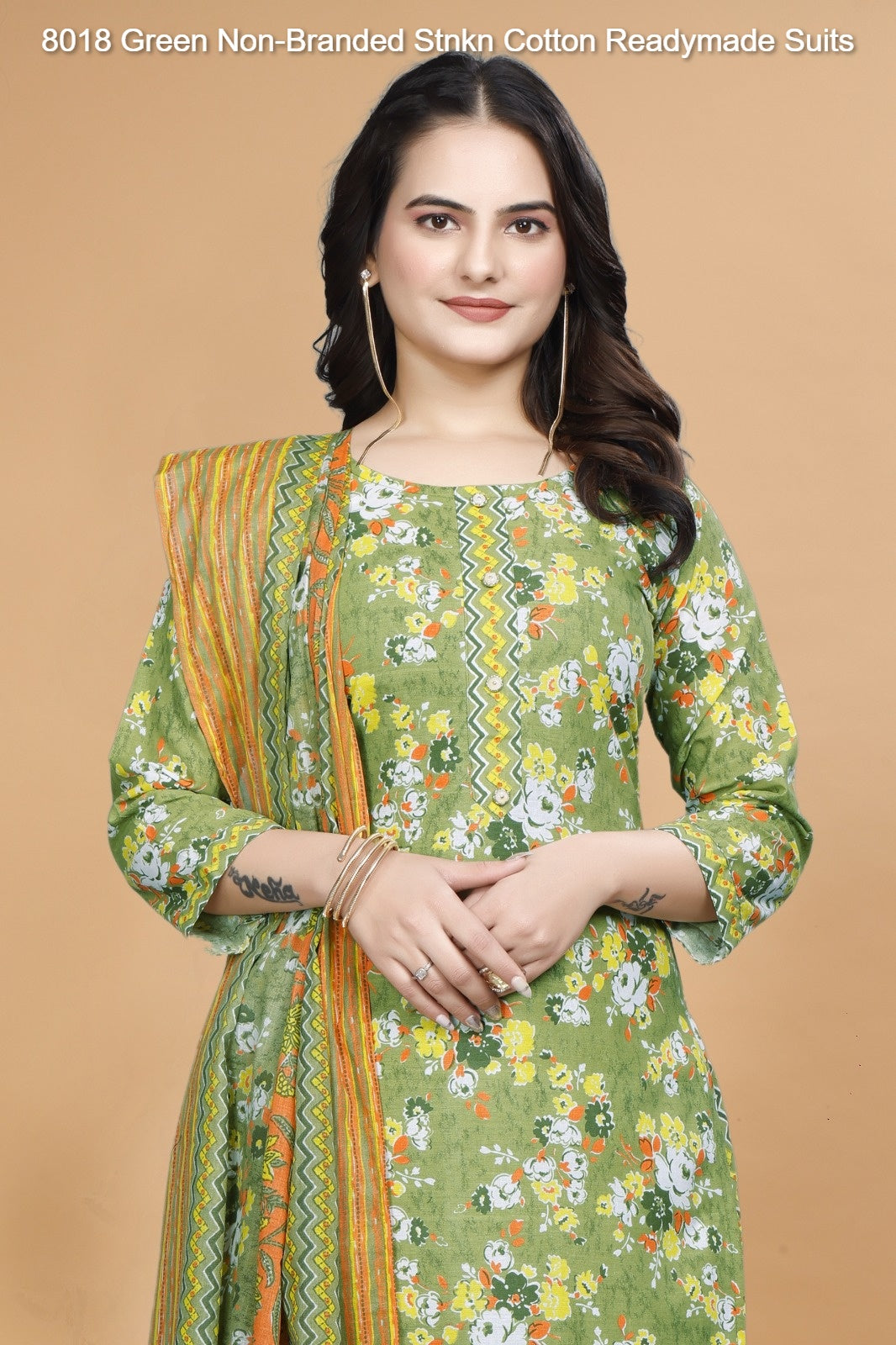 8018 Green Non-Branded Stnkn Cotton Readymade Suits