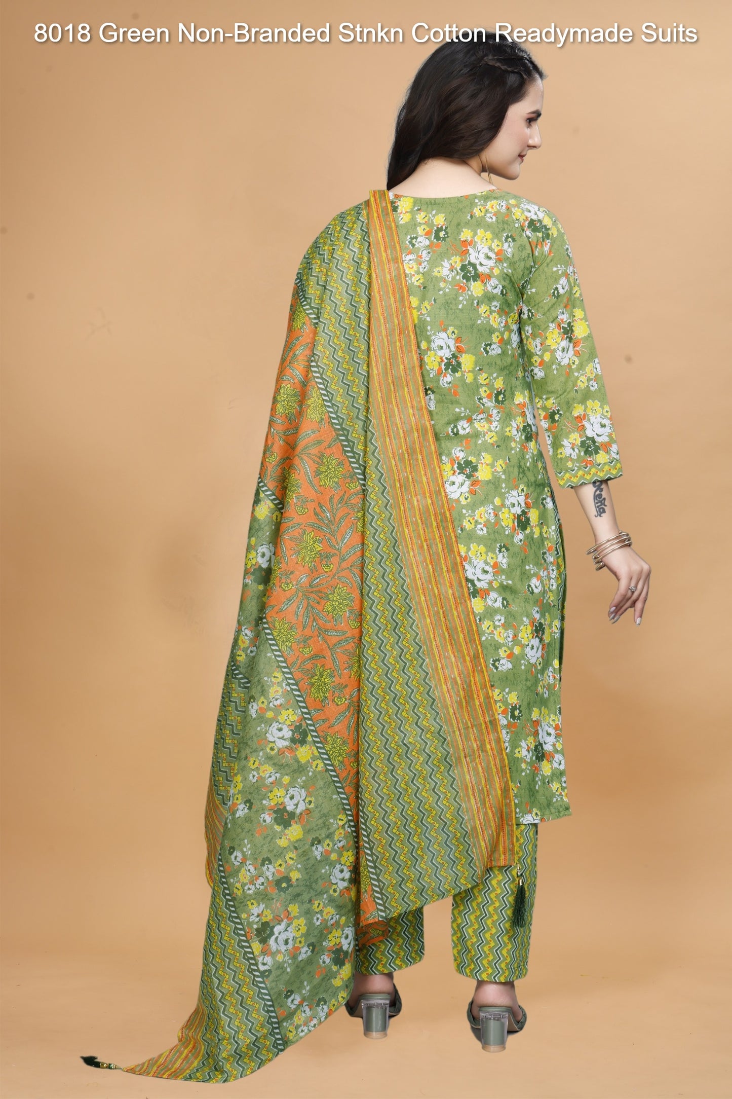8018 Green Non-Branded Stnkn Cotton Readymade Suits