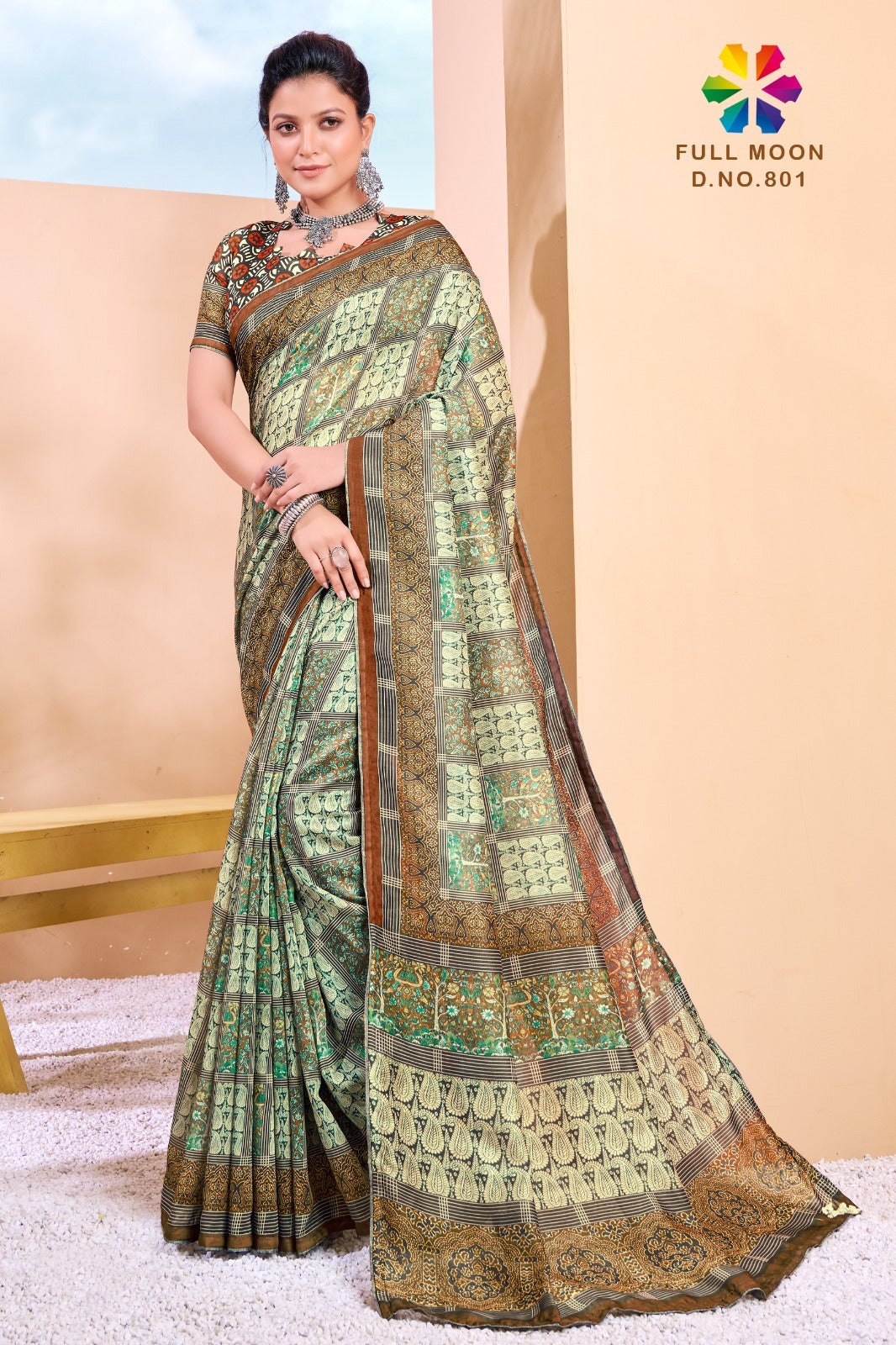 801 Full Moon Jivora Print Sarees