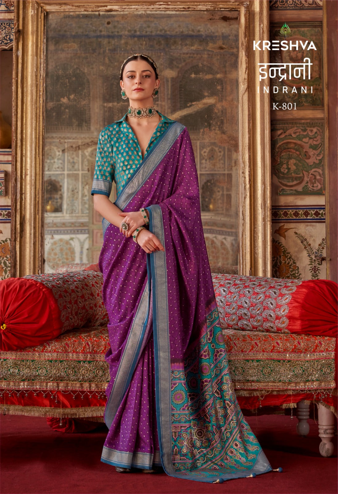 801 Indrani Kreshva Gold Finish Sarees