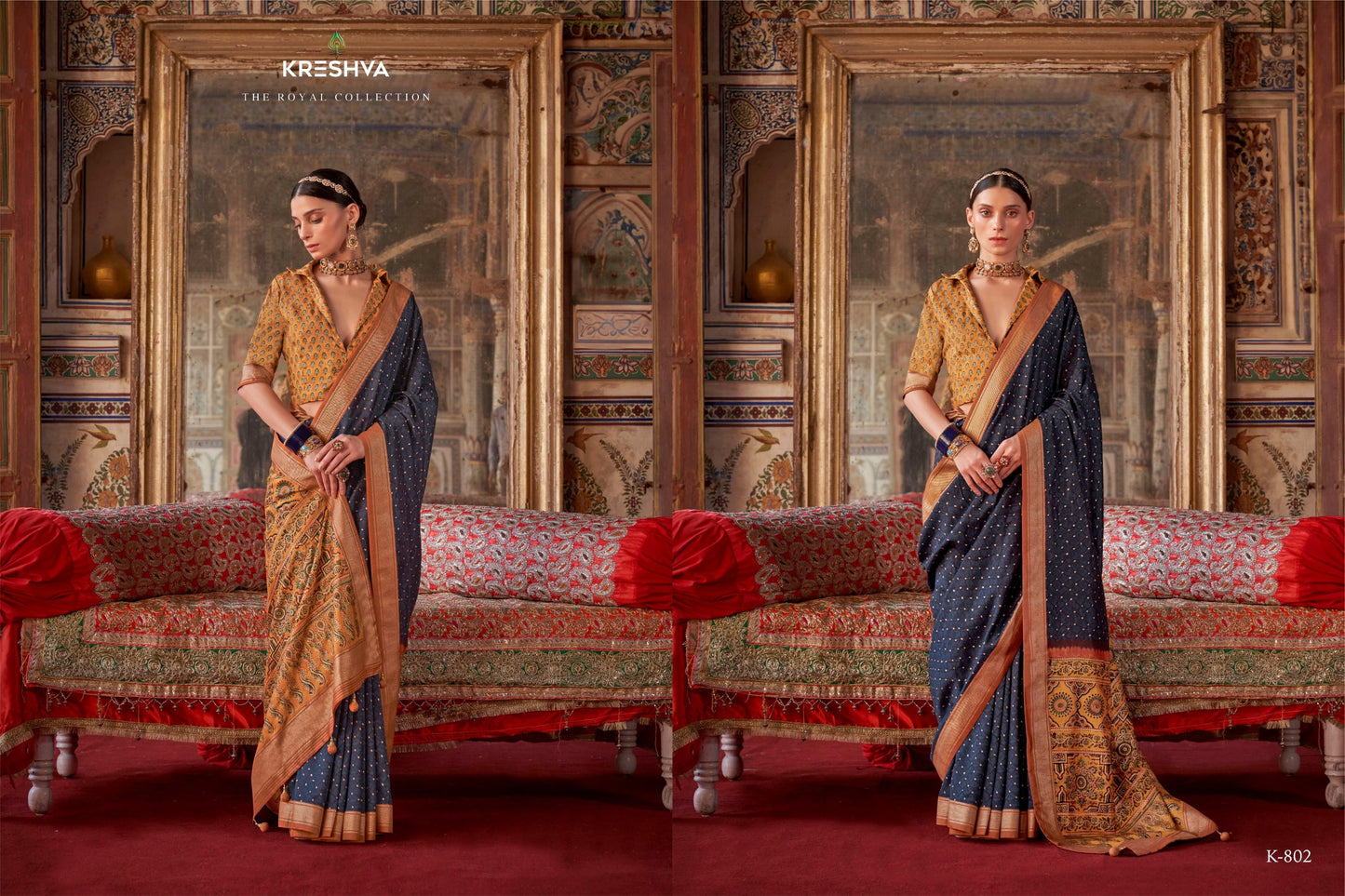 802 Indrani Kreshva Gold Finish Sarees
