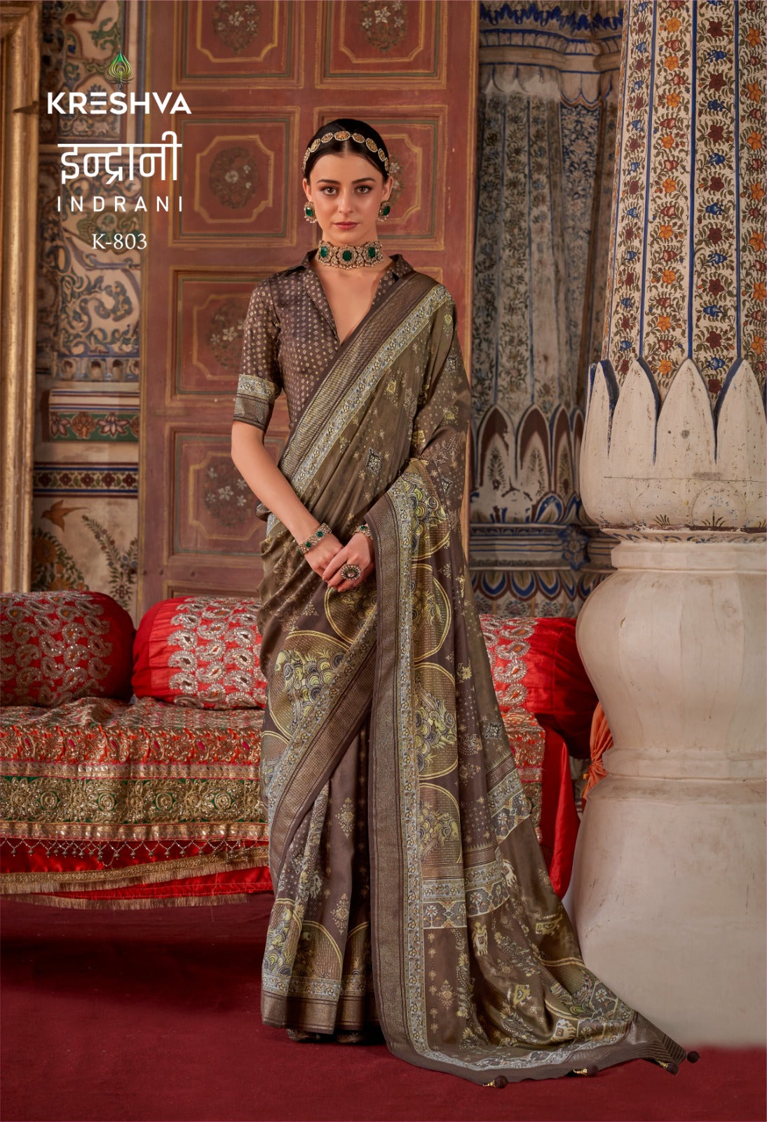 803 Indrani Kreshva Gold Finish Sarees
