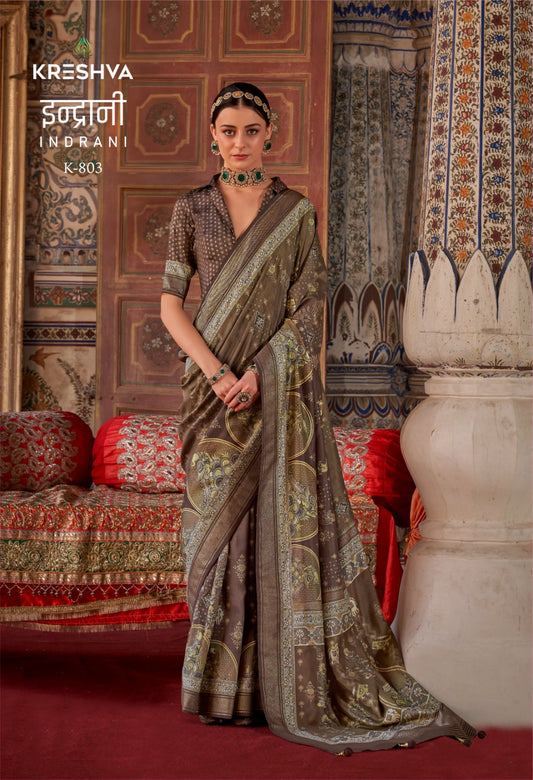 803 Indrani Kreshva Gold Finish Sarees