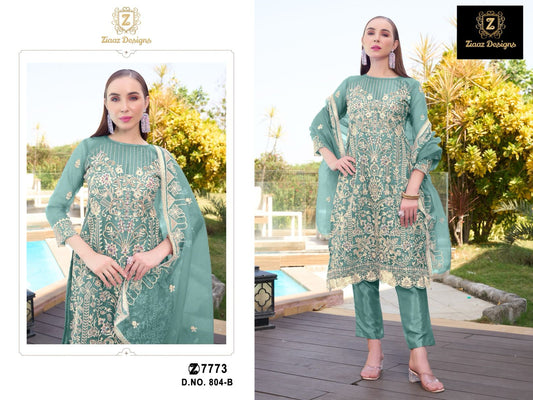 804B Ziaaz Designs Organza Pakistani Salwar Suits