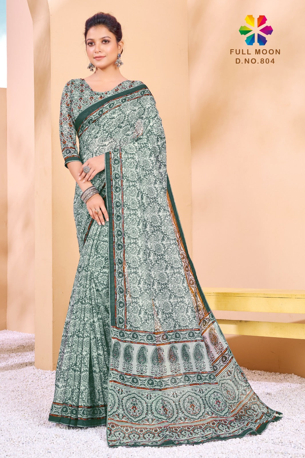804 Full Moon Jivora Print Sarees